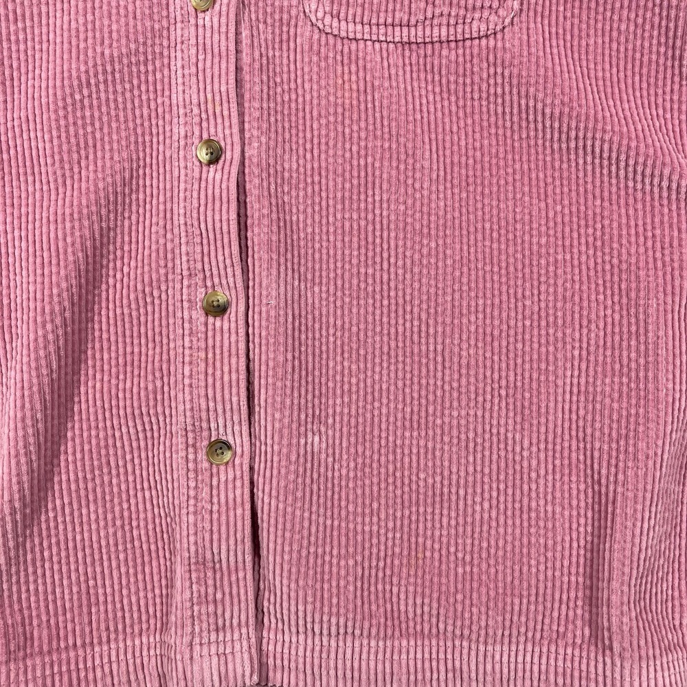 L.L. Bean Corduroy Shirt Women Large Pink Long Sleeve Cotton Button Down - Picture 8 of 10